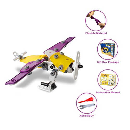 4 in 1 Building Toys Set - CARLORBO Building Blocks Assembled Model Toys Car Off-road Motorcycle Aircraft,Gift Idea Engineering Toys for Boys Girls Adults - 100pcs