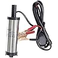 KATSU 12V Oil Fuel Diesel Transfer Pump, 38mm Diameter Stainless Steel Submersible Water Pump with Clips and 3m Cable for Camping Car Truck Boat 482106