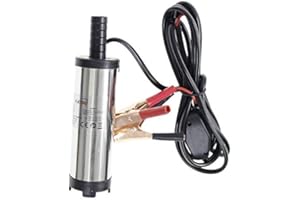 KATSU TOOLS KATSU 12V Oil Fuel Diesel Transfer Pump, 38mm Diameter Stainless Steel Submersible Water Pump with Clips and 3m Cable for Camping Car Truck Boat 482106