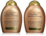 OGX Ever Straight Brazilian Keratin Therapy Shampooing et après-shampoing 385 ml x 2