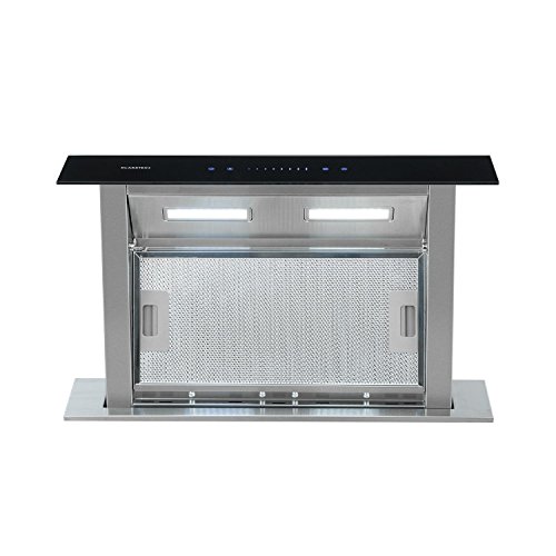 Klarstein Royal Flush - Hotte aspirante à courant descendant, 60 cm, Puissante, Fonctionnelle, 430 m³/h, Éliminant les odeurs, 4 niveaux, Minuterie d'extinction, Noir