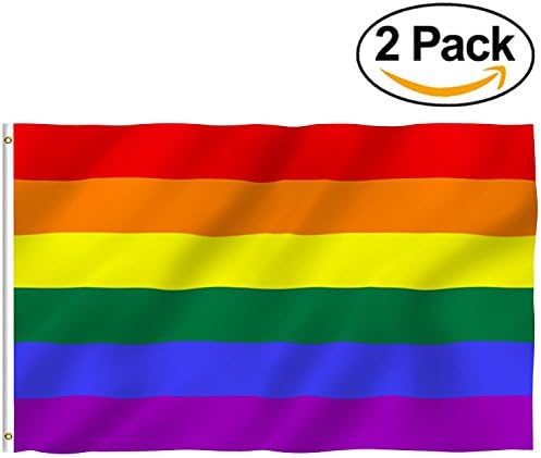 Wapour 2 Pack Flags Pride Gay Pride Rainbows Flag, 5 x 3 ft/ 150 x 90 cm
