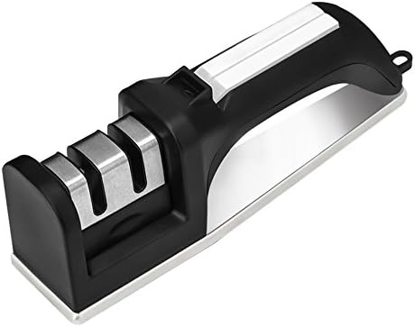 Knife Sharpener, Collen Professional Kitchen Chef Knives Sharpening Universal Manual System for All-Sized Household Knives Scissors, 2 Sharpening Slot with Non-slip Base and Detachable Grinding Head