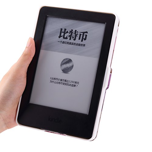 Kindle 7.Gen Hülle Case – MoKo Superleicht PU Leder Tasche Schutzhülle Schale für Amazon E-reader Kindle (7. Generation – 2014 Modell)(Nur Geeignet für Kindle 2014 Modell), Blumen-Violett - 6