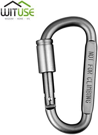 WITUSE Grey D-Shape Carabiner Safety Lock Snap Key Chain Hook Carrige Tent Buckle