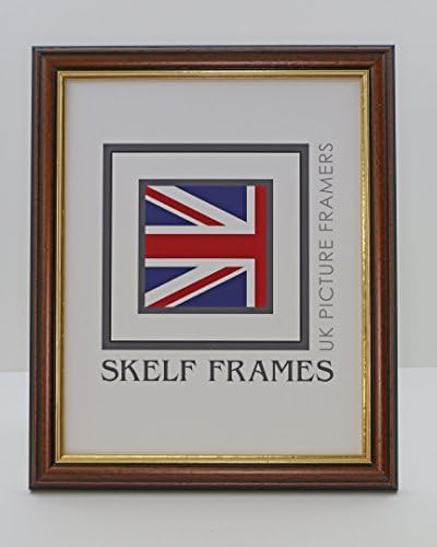 Skelf Frames 8 x 6 Inches Picture Photo Frame in Dark Wood with Gold Inlay Solid Wood with Glass Hand made in Yorkshire (Multiple Sizes)