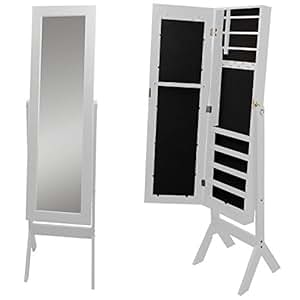 Schmuckschrank mit Spiegel 159x37x40cm Holz Spiegelschrank