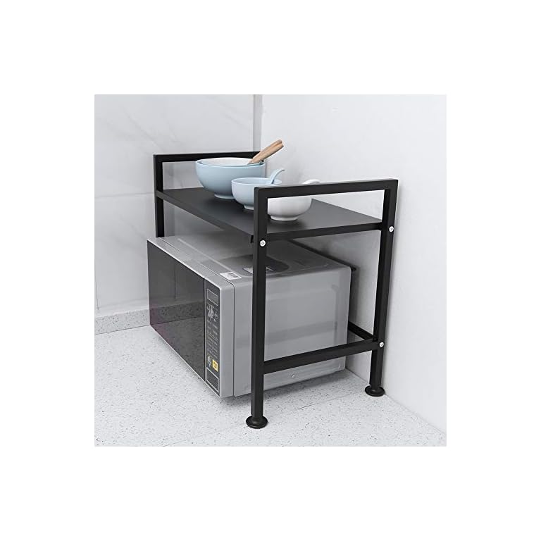 Küchenregal, Edelstahl Bäckerregale Schwarz Mikrowellenständer