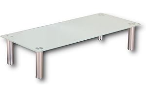 ‎EURO TISCHE Euro Tische TV-Board TV-Rack Glas in 3 verschiedenen Größen & Farben - perfekt geeignet als Fernsehtisch oder Bildschirmständer, Weiß-Glas - 100cm