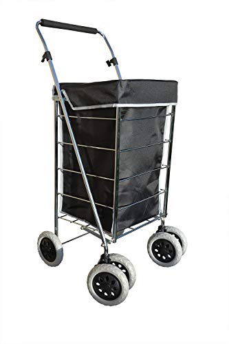 Alexander Graham Exclusivo Alta Calidad 6 - Rueda de Carro de la compra con mango ajustable giratorio - Gran bolsa de la compra, pero fácil de usar y de gran movilidad, negro