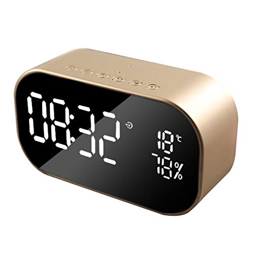Preisvergleich Produktbild Xiaoqingren Digital Led Fm Radio Wecker USB Drahtlose Bluetooth Lautsprecher Unterstützung Schlafzimmer Snooze Display Zeit Wohnkultur,Champagner Gold