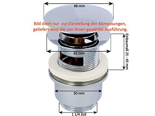 tecuro Pop Up Ventil Ablaufgarnitur mit Push-Druckfunktion für Waschtische mit Überlauf – messing-verchromt - 4