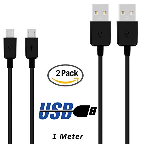 2 x Samsung Galaxy S7 Edge Datenkabel / Ladekabel / Micro USB Premium Kabel in schwarz - 1 Meter / 1m - von THESMARTGUARD