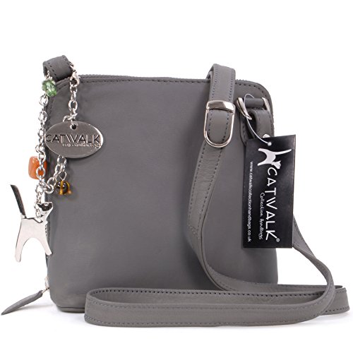 CATWALK COLLECTION - LENA - Bolso bandolera - Cuero - Gris