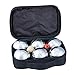 Produktbild Relaxdays Boule Set, 6 Boccia Kugeln aus Metall, Zielkugel & Abstandsmesser, Petanque mit Tragetasche, silber/schwarz