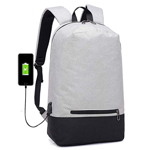 Preisvergleich Produktbild HYKJ Business Laptop Rucksack mit USB-Lade-Schnittstelle, Kopfhöreranschluss, wasserdichtes Segeltuch, Polyester, geeignet für 39,6 cm (15,6 Zoll) Computer-Rucksack, Herren und Damen, Freizeit Schule