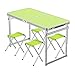 Produktbild Household applia Outdoor Klapptisch, Tragbarer Klapptisch mit 4 Klappstühlen. Höhenverstellbarem Aluminium Tischchen, Einfacher klappbarer Esstisch (120X60cm)