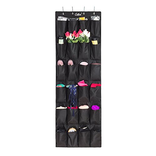 Colleer® praktische Ordnungssysteme an der Tür mit 24 Taschen/Türregal, Hängeorganizer, Hängeaufbewahrung, Schuhschränke, Multifunktionale Aufbewahrungstasche (Schwarz) - 4