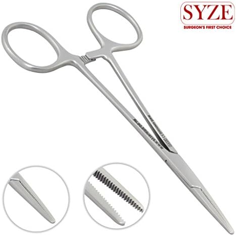 SYZE Mosquito Hemostat Locking Forceps Pliers Straight 4.75" Dentistry Tools, CE Certified