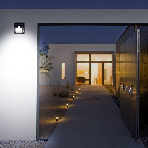 Aglaia Solar Wandleuchte Garten mit Bewegungs Sensor, Solarlicht 8 LEDs mit Auto Modu, IP65 Wetterfeste Sicherheit für Innenhöfe Balkone Terrassen Einfahrt Treppen usw. (Schwarz) - 5