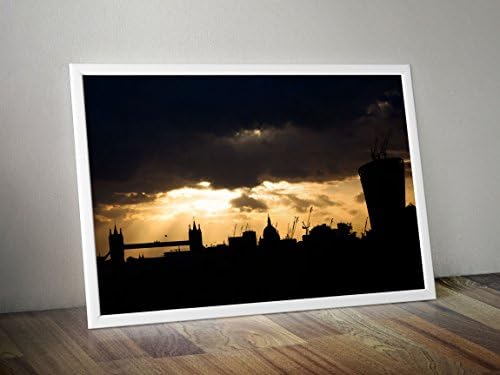 Silhouette of London City Skyline with St. Paul’s Cathedral and Tower Bridge. Large Oversized Photo Artwork