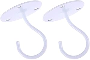 YARDWE Healeved 2PCS Ceiling Hook for Hanging Plants Heavy Duty Wall Mount Screw in Ceiling Hook for Hanging Bird Feeders,Lanterns,Wind Chimes,Planters,Outdoor Decoration Hooks (White)