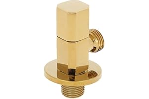 FTVOGUE Robinet d'Arrêt Mural en Laiton, Vanne d'Angle pour Salle de Bain, Finition Dorée, Installation G1/2, 8,2 x 1,8 x 2 cm, pour Eau Chaude et Froide