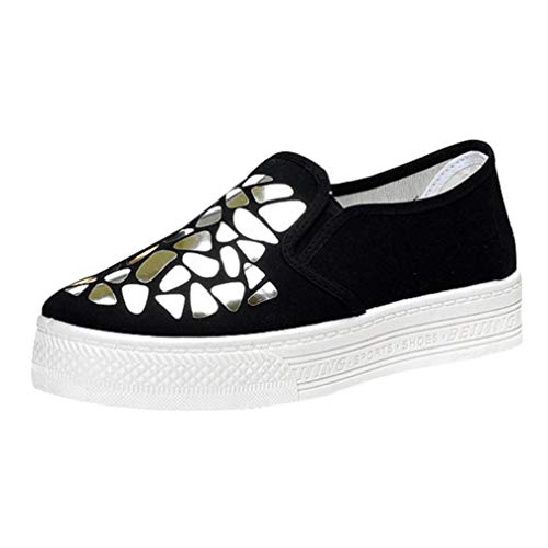 DAYSEVENTH Ladies Sequined Shoes Casual Sports Muffin Shoes Shallow Falt Slip On Canvas Shoes