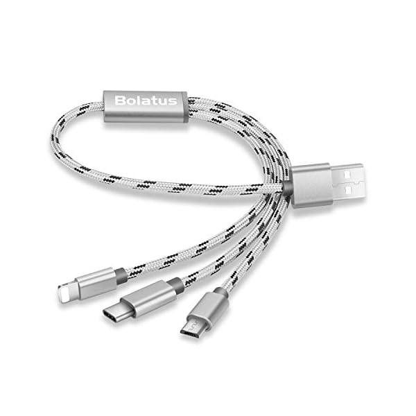Bolatus M-Series Multi-Ladekabel 3 in 1 Nylon Mehrfach Ladegerät Kabel mit Type C Kabel, Micro USB Kabel Multi Ladekabeladapter Kompatibel für Phone X 8 7 Plus S9 Note Android