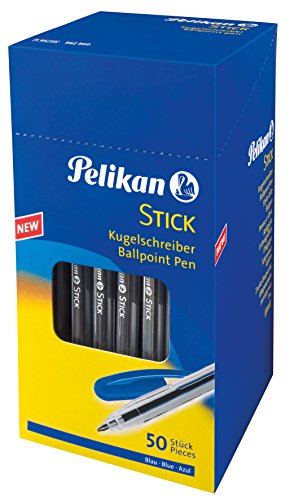 Pelikan Stick - Bolígrafo (Azul, Transparente, Azul), caja de 50 unidades