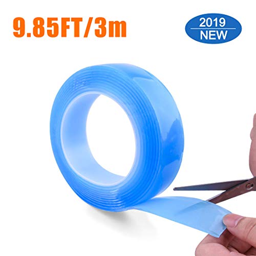 Preisvergleich Produktbild Waschbares Spurloses Klebeband, Durchsichtiges, Doppelseitiges, Nano Entfernbares Klebeband, Wiederverwendbare, Rutschfeste, Mehrfach Verwendbare Klebestreifen Transparent (3m(blue))