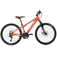 Moma Bikes Montaña Mountainbike 24" BTT Shimano, Aluminio, Doble Disco y Suspensión Bicicleta, Naranja, No