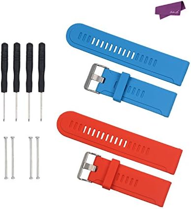SalesLa 2PCS Silicone band strap Replacement watch Sport Band With Screwdrivers For Garmin Fenix 2 3 HR (blue+red)