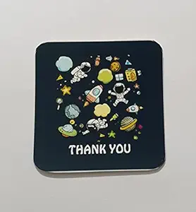 Belleza Crafting with Creativity Astronaut/Space Design D001 Print Waterproof Thank You Party 30 Pieces Stickers, Kids Birthday, Gift Wrapping, Party Favours, Return Gifts (Pack of 1)