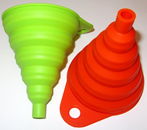 Silikon Falttrichter 4 Farben 1 Trichter Set = 2 Stück der Kleine ist 8cm flexibel und platzsparend verstaubar für Küche & Heimwerken (Blau / Grün) - 7