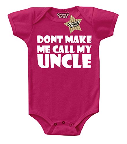 Don't Make Me Call My Uncle Print Cerise & White 3 - 6 Months