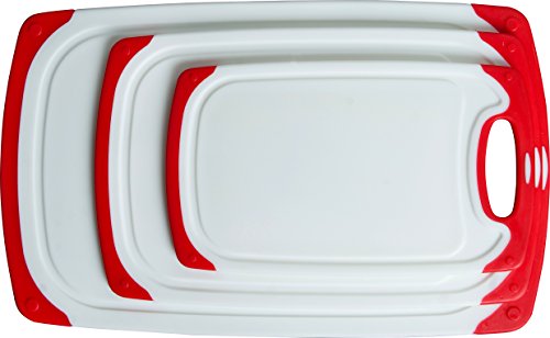 CC Boards Dreiteiliges rutschfestes Schneidebrett-Set: Saftrillen und rutschfeste Griffe; spülmaschinenfest.
