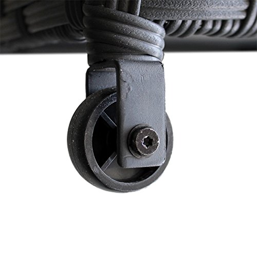 Gartenbox Aufbewahrungsbox Gartentruhe Auflagenbox Kissenbox Aufbewahrungskiste Kissentruhe – mit Hubautomatik, 134x56x65cm, Poly Rattan, Rollbar, Schwarz - 6