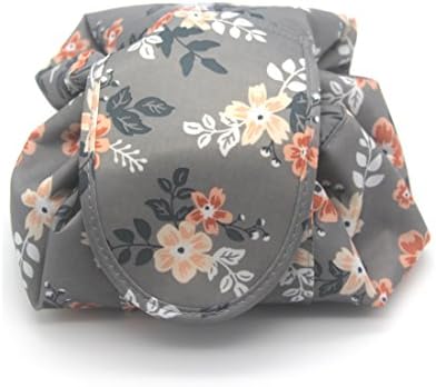Portable Zippered Makeup Bag Lazy Cosmetic Storage Bag Large Capacity Travel Bag, Fashion Pattern Design, Outer Waterproof, Quick Pack for Women (Gray)