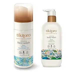 Tikitoro Nourishing Shower Body Wash - 300 ml & Refreshing Face Wash - 100 ml, Natural Bath Combo Pack for All Skin Types, No Parabens - (Combo Pack of 2)