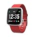 Produktbild EFO SHM Smartwatch Fitness Tracker Armband Wasserdicht Fitness Uhr Pulsmesser Touchscreen Sport Armbanduhr Blutdruckmessung Aktivitätstracker für Damen Herren Andriod iPhone(Rot)
