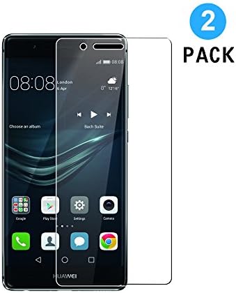[2 Pack] Huawei P9 Screen Protector, WEOFUN Tempered glass for Huawei P9 Glass Protector Film 5.2 inch - Transparent (0.33mm, 9H, Ultra Clear)