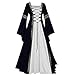 Produktbild UJUNAOR Damen Retro Kleider Sommer Volltonfarbe Glocke Ärmel Prinzessin Rock Cosplay-Kleid Langer Rock(Medium,Schwarz)
