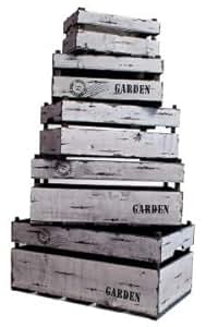 Unbekannt Aufbewahrungsbox Holzkisten 5er Set grau Garden Vintage