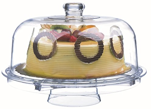 Rammento Multifunctional 5 in 1 Cake Stand and Dome. Wedding Cake Dome, Punch Bowl, Salad Bowl, Chip & Dip Server, Serving Stand, Food Dome by Rammento