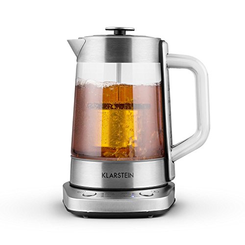 Klarstein • Assam Express 2-in-1 • Wasserkocher • Teekocher • Edelstahl-Sieb • bis zu 1,5 Liter • 1500 Watt • kabellos • einstellbare Temperatur • Cool-Touch-Griff • Basisstation mit Kabelaufwicklung • Trockengehschutz • Abschaltautomatik • silber - 4