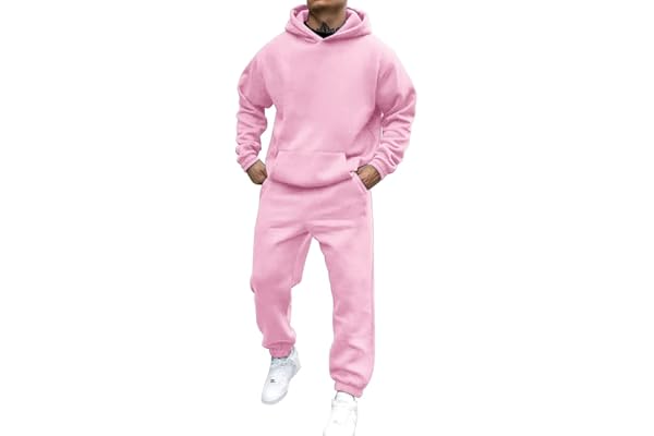 shownicer Survêtement Homme Ensemble Jogging Sweats À Capuche Et Sport Pantalons Automne Hiver Couleur Unie Gym Jogging Sportswear Tenue De Couple