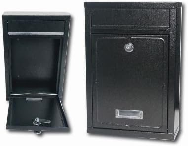 BLACK Steel Plated Lockable POSTBOX, MAILBOX, Waterproof