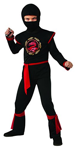 Disfraz de Ninja Dragón para niño, negro y rojo, infantil 8-10 años (Rubie's 887057-L)