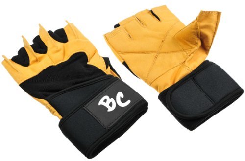 Deluxe Leder Trainings- und Fitness schwarz / braun – Handschuhe “ The Bat“ inkl. elastischer Nylon Handgelenksbandagen - 4